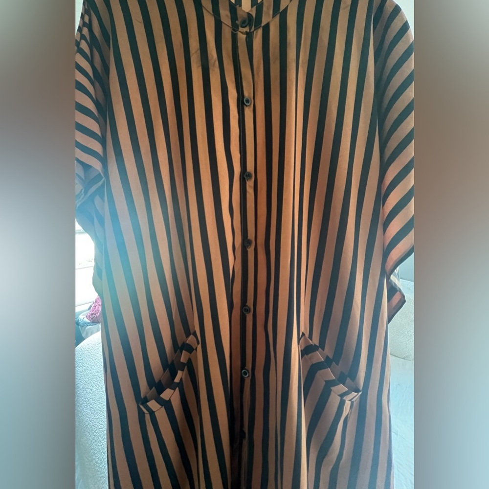 Brown and Black Striped Kimono Flowy Cover Up.